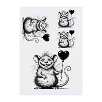 Azeeda 4 x 'Love Rat' Temporary Tattoos - Water Resistant, Skin-Safe, Non-Toxic Transfers, Mixed Sizes (TO00081290)