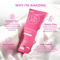 Ella & Jo Hydrate & Glow Gradual Tanning Moisturiser - Dark with Hyaluronic Acid, Squalane & Vitamin E, 200ml, No Transfer Formula