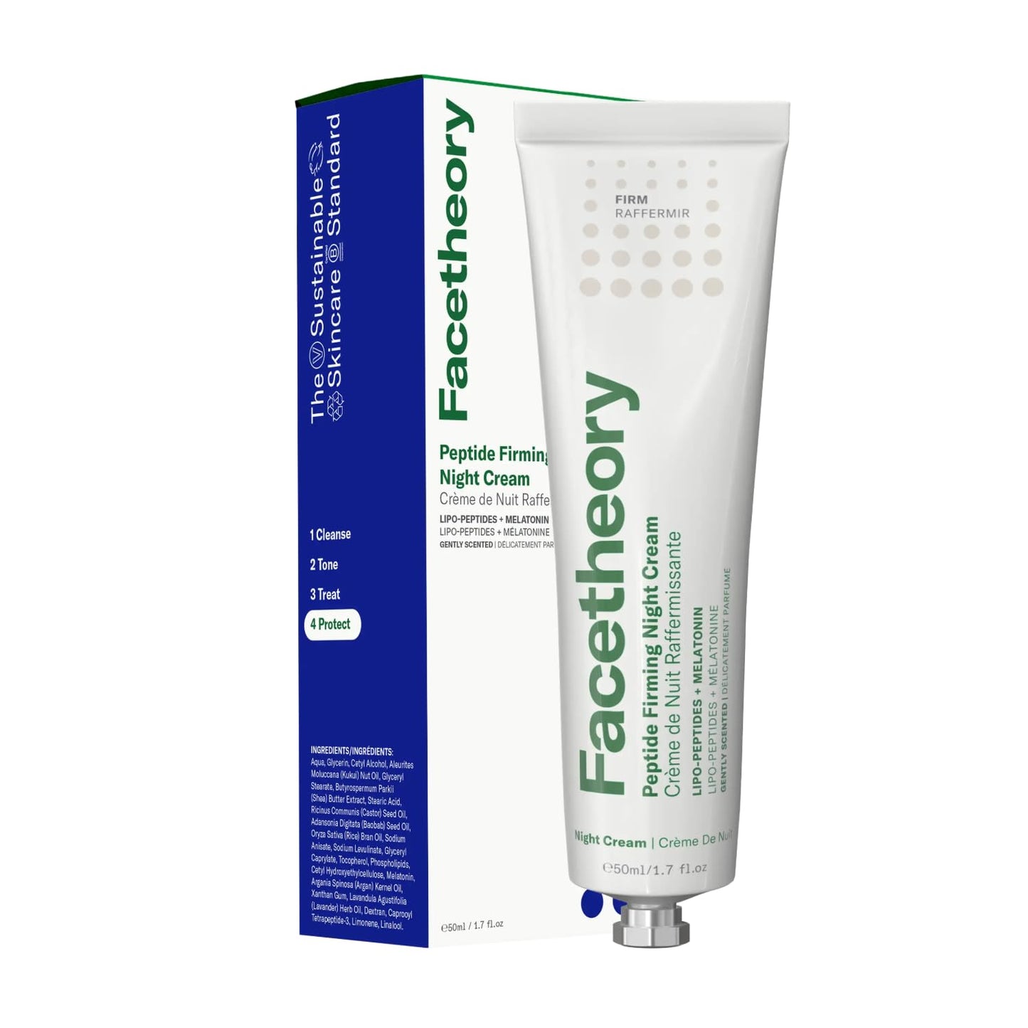 facetheory Peptide Firming Night Cream (Unscented) - Anti Wrinkle Night Cream with Melatonin to Repair & Nourish Skin - Night Moisturiser to Reduce Fine Lines & Wrinkles & Restore Firmness (50 ml)