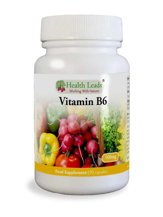 Health Leads ...Working With Nature Vitamin B6 (Pyridoxine) 100mg x 90 Capsules - Magnesium Stearate Free!