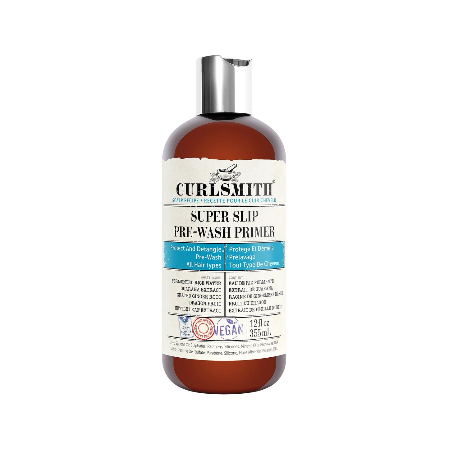 CURLSMITH Curlsmith - Super Slip Pre-Wash Primer - Vegan Scalp Stimulating Treatment, Protecting and Moisturising (355ml/12 fl oz)