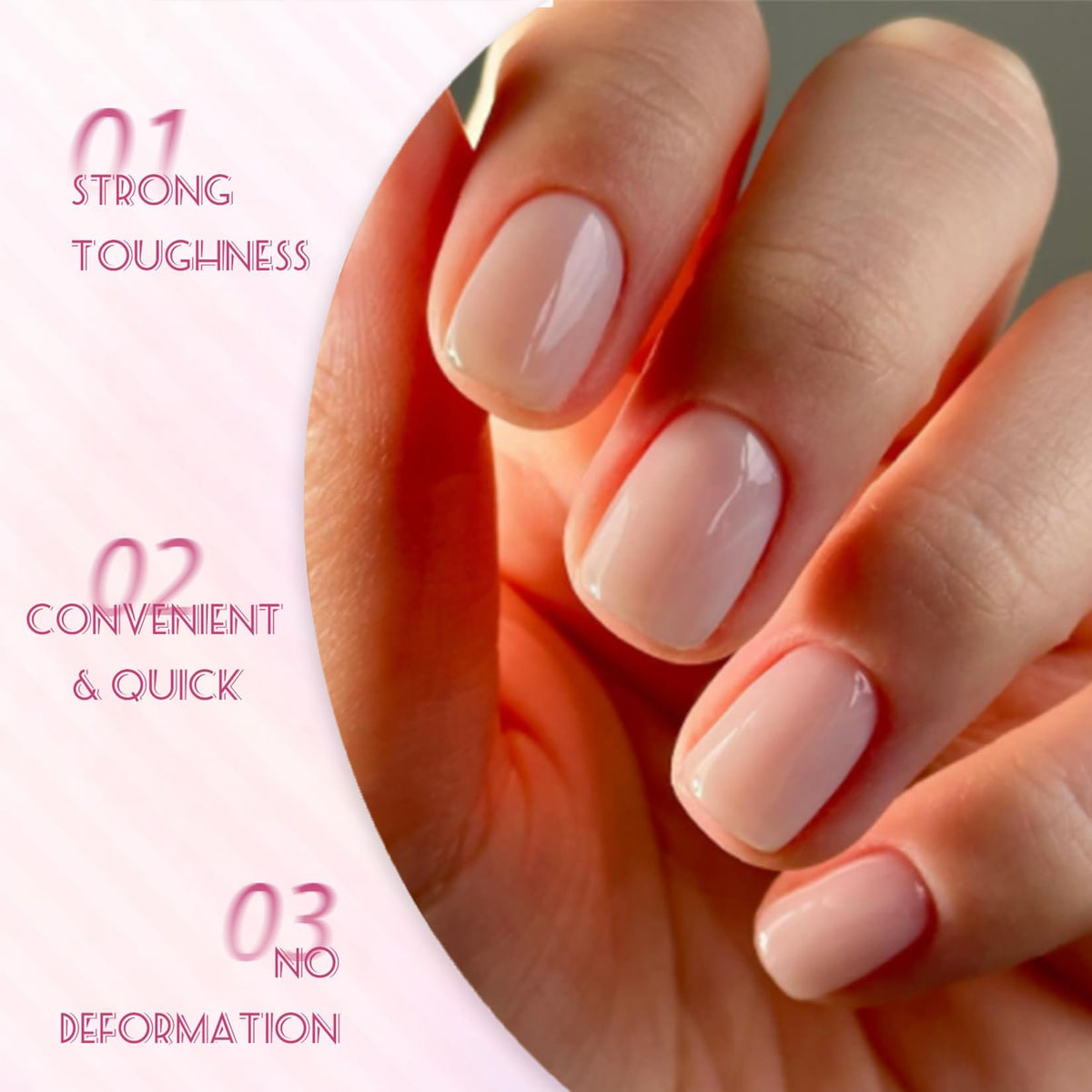Generic Nude Pink Press-On Nails 24PCS Short Square Coffin Shapes - Reusable Glossy Full Cover Fake Nails For Everyday Wear Natural Look Smooth Shiny Finish Manicure Set For Women