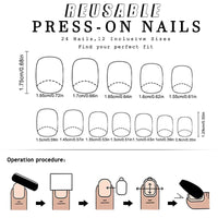 NLFOX French False Nails - 24pcs Square Short Fake Nails - Baby Blue Elegant Press on Nails French Tip - Glossy Glue on nails - Full Cover,12 Sizes Reusable Acrylic Nail for Women Girls