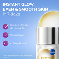 NIVEA Luminous 630 Instant Skin Glow Daily Liquid Exfoliant 100ml, Peeling Face Exfoliator with 4% AHA & 1% PHA, Face Exfoliating Hyperpigmentation Treatment, No Rinse Needed