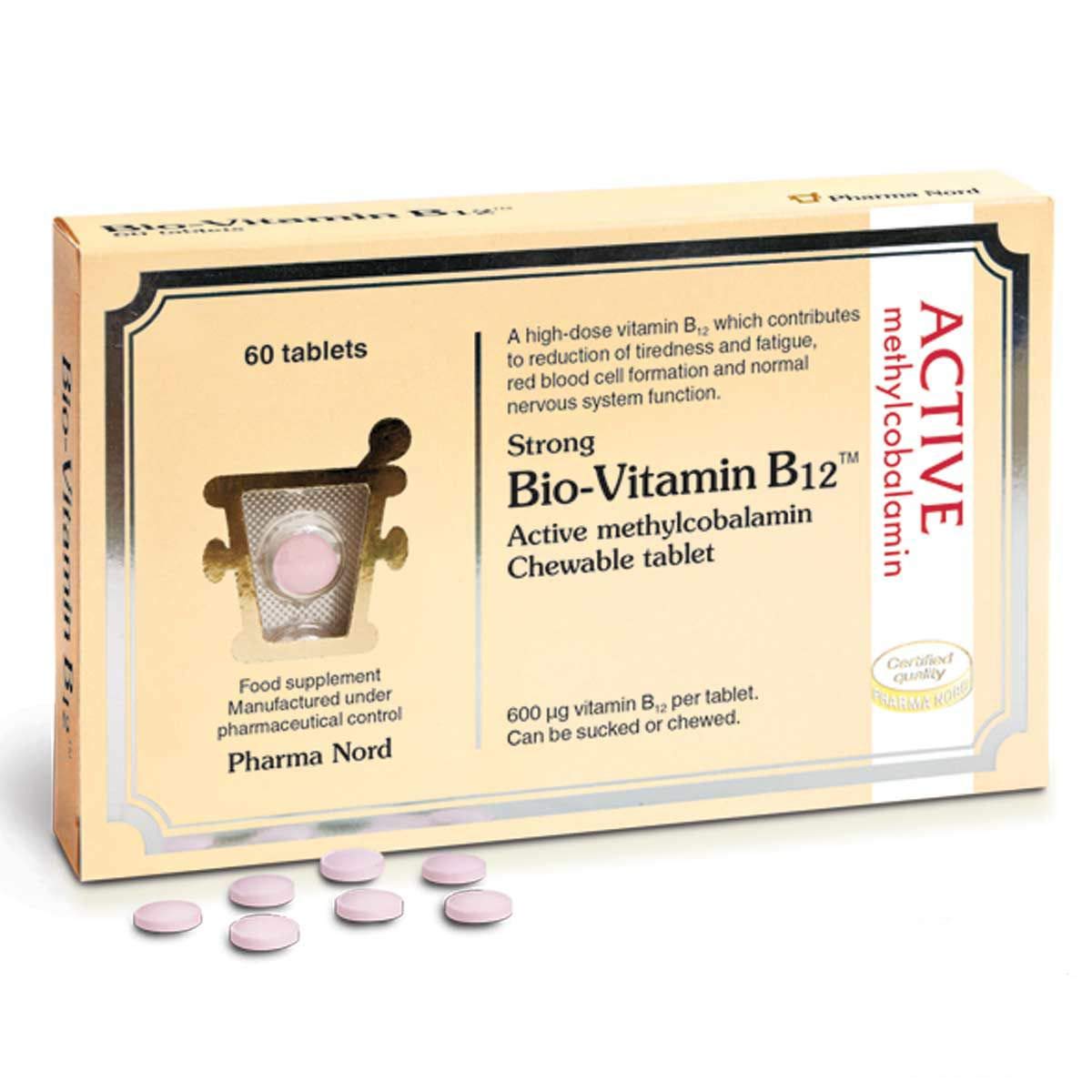Bio Vitamin B12 Tablets By Pharma Nord - Active Methylcobalamin 60 Vegan Chewable Tablets