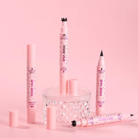 Prreal 2PCS Eyeliner Freckle Pen, 2 in 1 Freckle Stamp and Black Liquid Eyeliner, Waterproof, Natural Lifelike Freckles Makeup, Soft Sopt Pen Magic Fake Freckles, 01 Light Brown+ 02 Medium Brown
