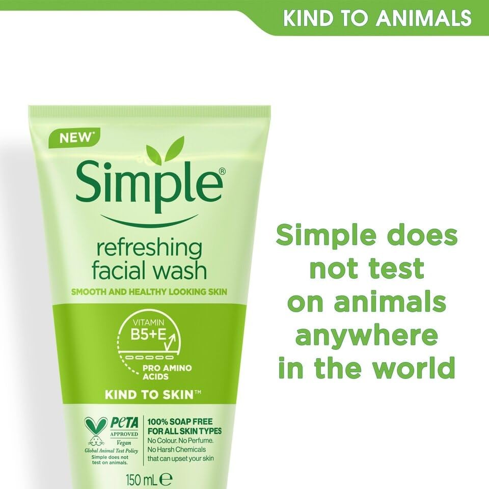 Aasram 3 x 150mL | Simple Kind to Skin Refreshing Face Wash Gel 150ml | Soap Free | for All Skin Types | 3 Pack