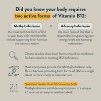 Vitamin B12 Tablets High Strength - 1 Year Supply (365 Tablets) - 1000mcg Dual Power B12 Vitamin Complex with Methylcobalamin & Adenosylcobalamin - Vegan B12 Supplement - Energy Support - UK Vit B12