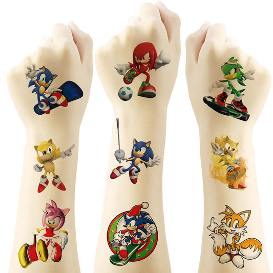 Yangsiw Sonic Tattoo for Fans, 20 Sheets Big Temporary Tattoo Body Art Tattoo Stickers,Goody Bag Stuffers Party Bag Fillers (2x2 Inch) …