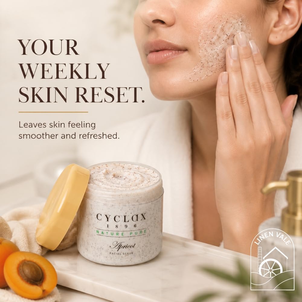 Cyclax Nature Pure Facial Scrub Apricot for Face & Body Exfoliation, Refreshes & Removes Dull Surface Skin Cells 300ml