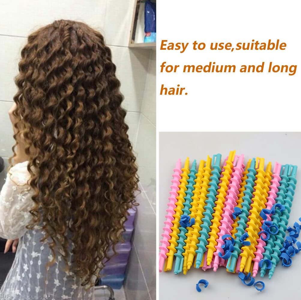 TOPWEL 26 Pieces 6inch Spiral Hair Perm Rod Colorful Plastic Long/Medium Hair Barber Hairdressing Styling Curling Perm Rod No Heat Hair Curlers for Women Girls