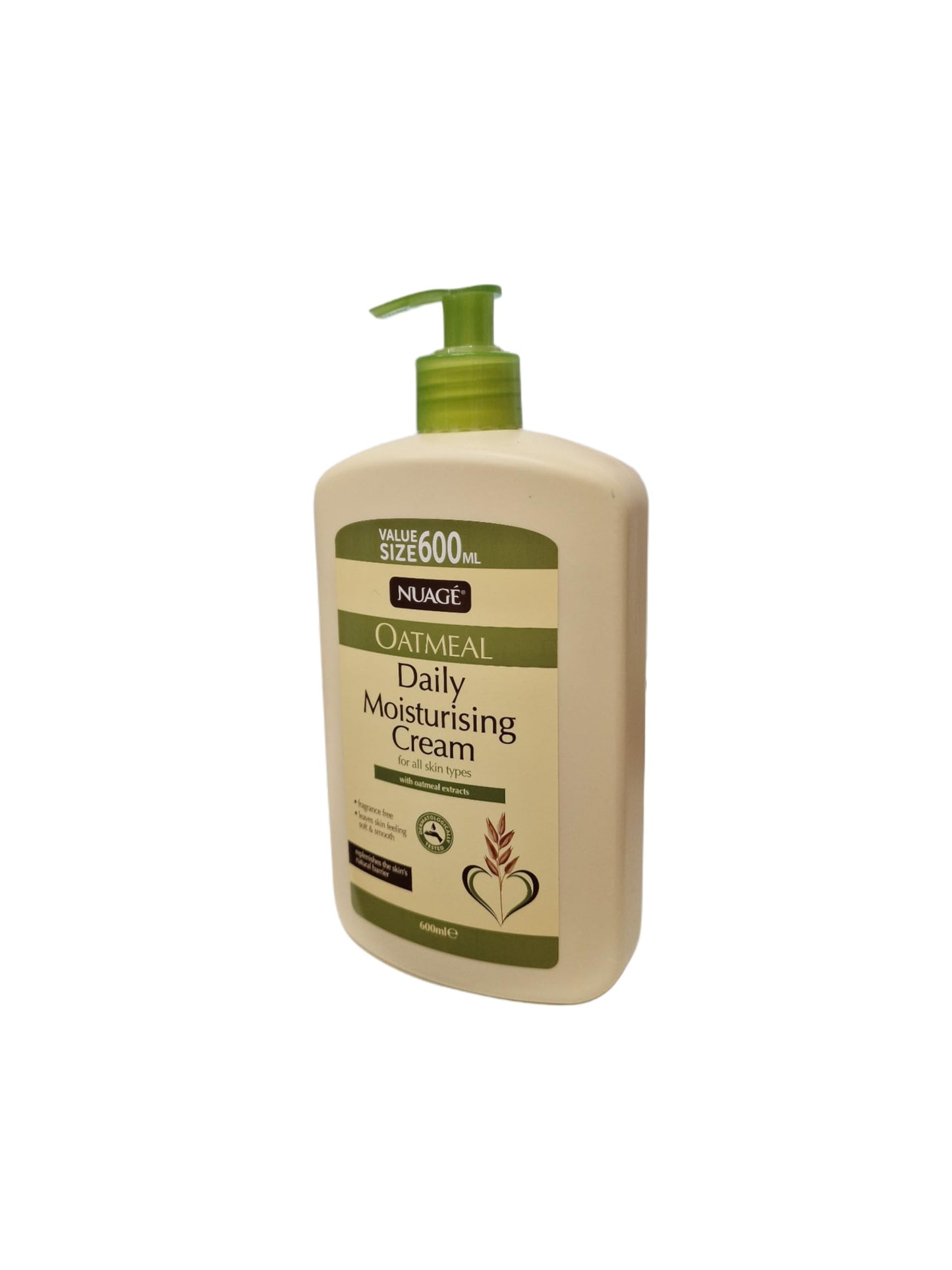 Nuage Oatmeal Daily Moisturizing Cream for All Skin Types with Soothing Oatmeal Extracts, Hydrating and Nourishing Formula, 600ml Pump Bottle