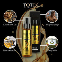 Totex Hair Argan Serum Oil 3x125ml | Hair Repair & Growth Treatment | Anti Frizz & Split Ends Control | Heat Protectant Smoothing Oil | Deep Hydration & Shine for Dry Damaged Hair