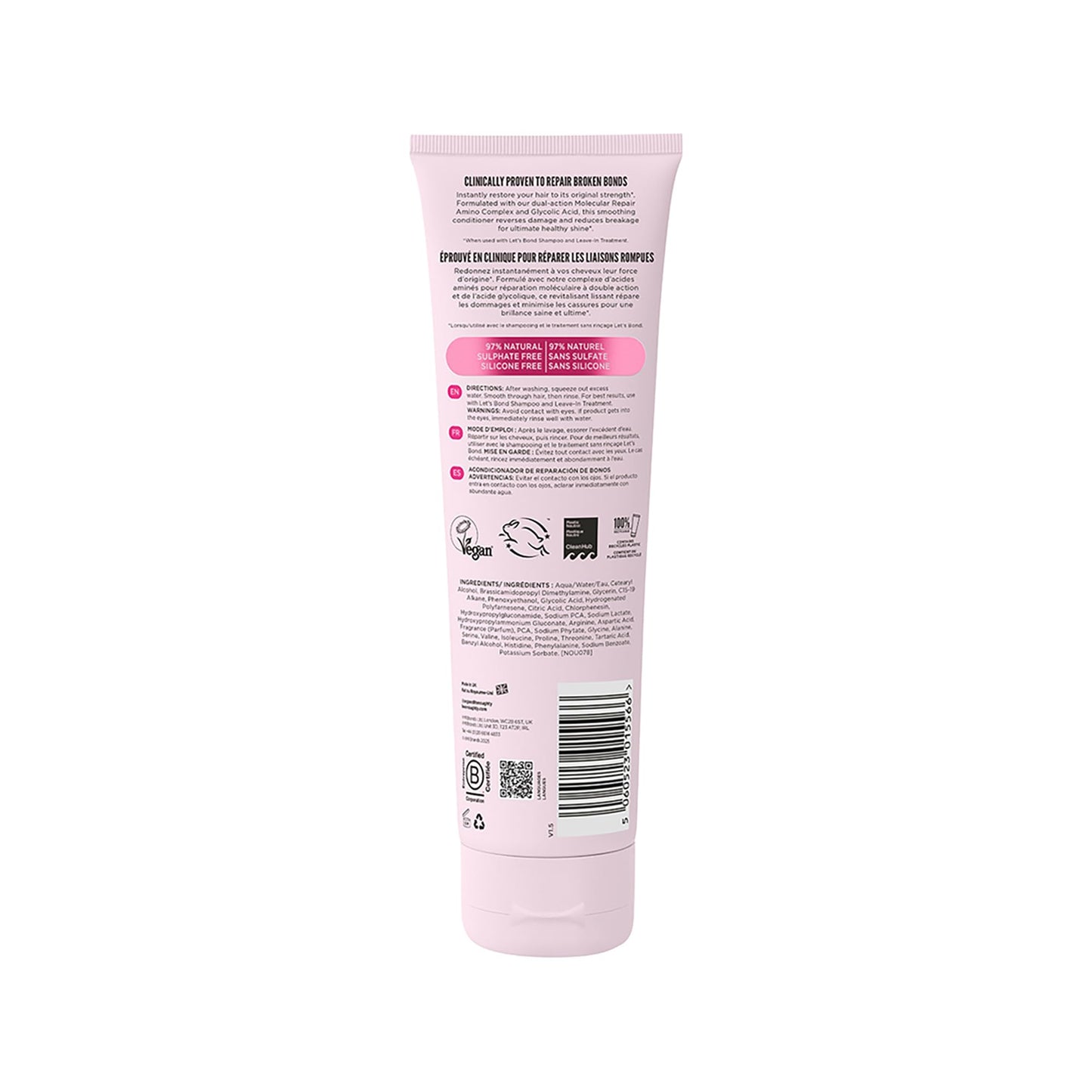 Noughty Let's Bond Builder Conditioner, Restorative Formula for Chemically Treated, Coloured and Damaged Hair, Bond Repair Treatment to Reduce Breakage and Improve Resilience, 250ml
