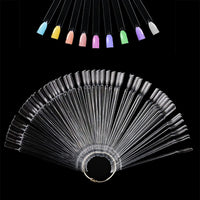 DONJIM 50-Piece Nail Swatches Sticks in Transparent, Professional Colour Display Sticks, Samples with Metal Buckle, Detachable Practice Nails for Beginner, Salon