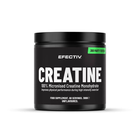 EFECTIV Efectiv Creatine Monohydrate Powder - 100% Pure Unflavoured Micronised Bulk Creatine for Solubility & Absorption - 60 Servings (300g) - Supports Strength, Muscle Gain & Performance