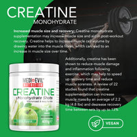 Medi-Evil Nutrition Creatine Monohydrate Powder, Green Apple Flavour, 400g, Micronised for Easy Mixing, Increases Physical Performance