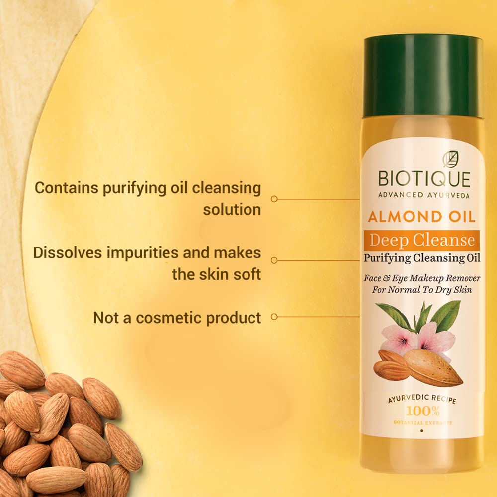 Biotique Almond Oil Soothing Face and Eye Makeup Cleanser for Normal To Dry Skin