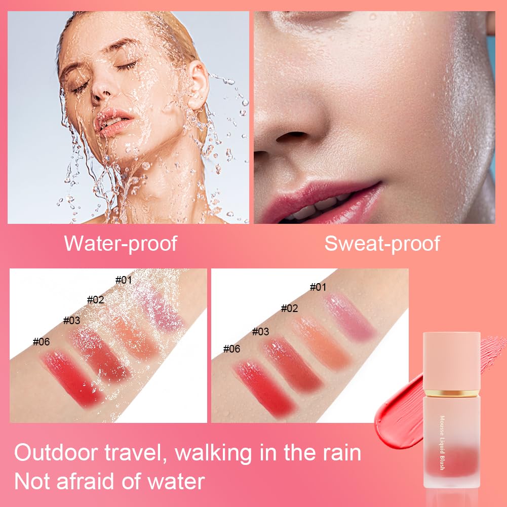 LOPHE Soft Cream Cheek Tint, Long Lasting High-Pigment Liquid Blush Blendable Moisturizing Cream Blush for Cheeks Lips (#06)