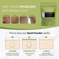 PN Priddyfair Nutrition Priddyfair Nutrition Qasil Powder Somalia Face Masks Beauty Secret for Skincare, Body, Hair Scalp & Face Acne Clay Mask Treatment made from Natural Organic Gob Tree Green Leaf (Ziziphus Jujube) 50g