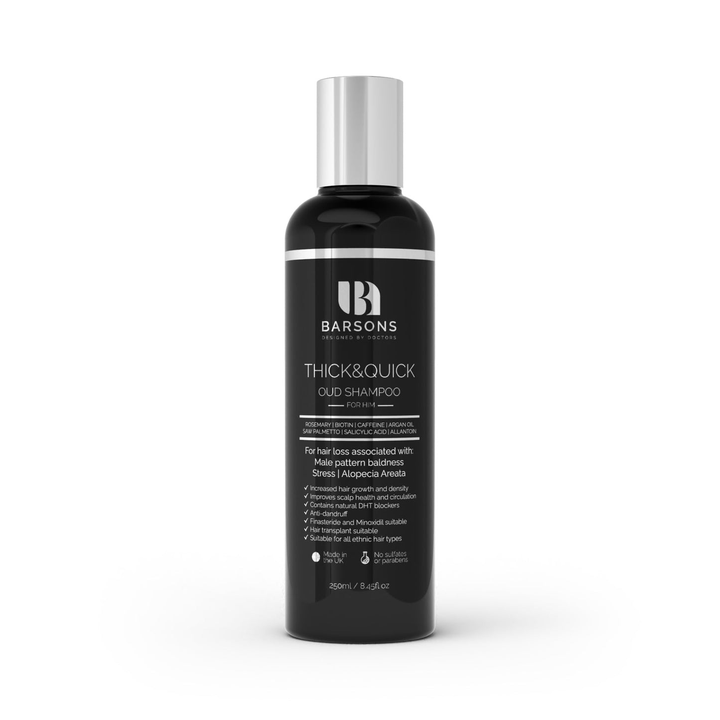 BARSONS Oud Shampoo for HIM. Haircare Formula by Doctors & Hair Stylists | Hair Thickening Treatment for men with thinning hair | Hair-transplant Compatible
