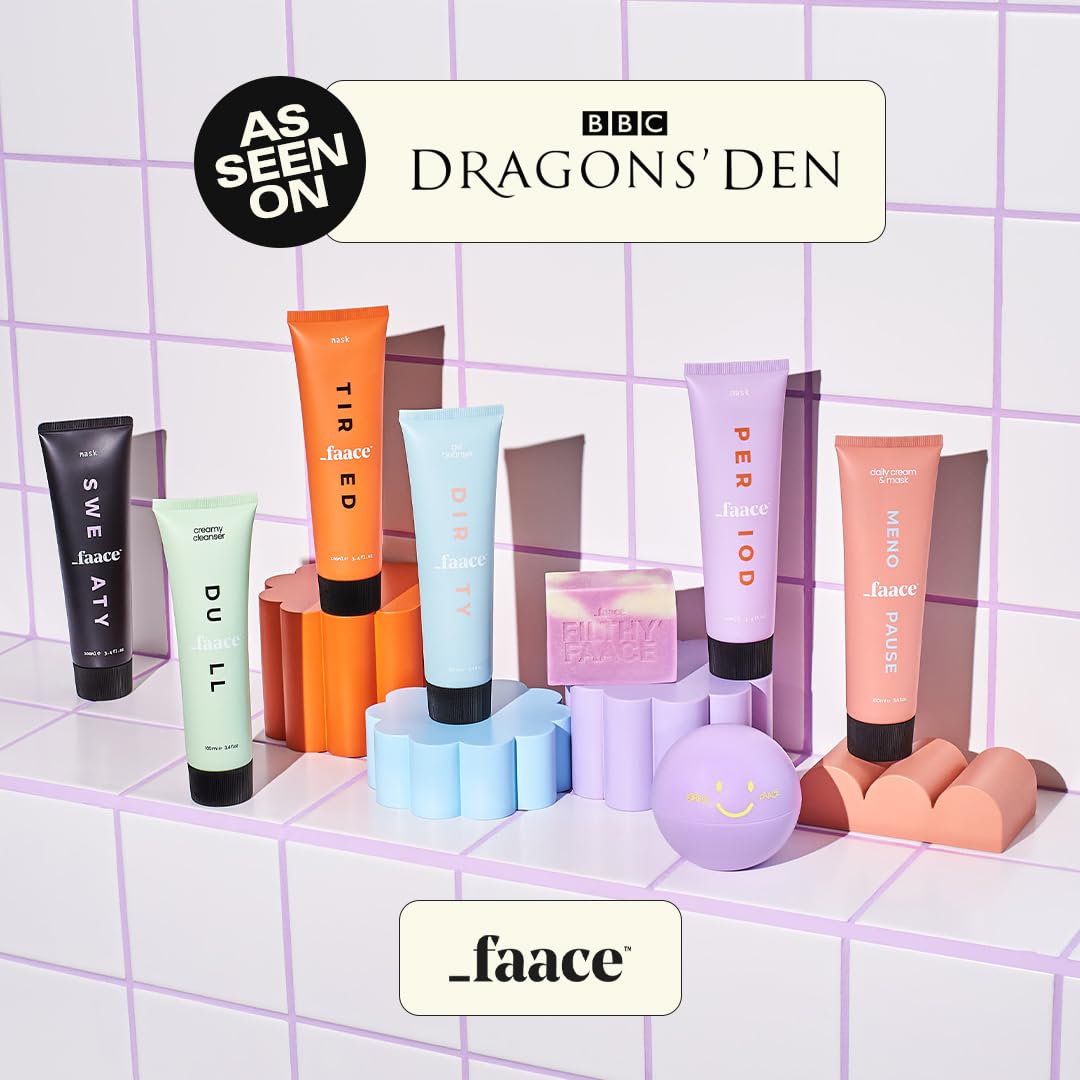 Faace Dull Daily Cleanser & Face Mask As Seen On Dragons Den - Brighter, Smoother, Radiant Skin - Kaolin Clay, Green Tea, Vitamins C & E - Made in UK - Vegan & Organic Skincare 100ml