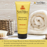 The Naked Bee Shimmering Orange Blossom Honey Hand & Body Lotion 6.7oz. Moisturising Body Lotion for Women. Shimmer Body Lotion, Hydrating Skin Care. Moisturising Shimmer Body Lotion for Hydration.