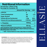 ELLASIE NeuroCharge Energy & Focus Gum (Peppermint, 90 Pieces) | 80mg Natural Caffeine + L-Theanine + Vitamin B12 & B6 | Sugar Free Nootropic Cognitive Brain Performance Supplement
