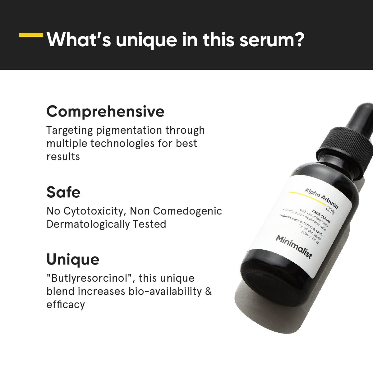 Minimalist 2% Alpha Arbutin Serum for Pigmentation & Dark Spots Removal | Antipigmentation Face Serum For Men & Women with Hyaluronic Acid to Remove Blemishes, Acne Marks & Tanning, Transparent, 30 ml