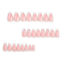 Angwis 24pcs Short Almond False Nails French White Tip Stick on Nails Glitter Silver Press on Nails Removable Glue on Nails Full Cover Fake Nails Women Bridal Nail Art Accessories