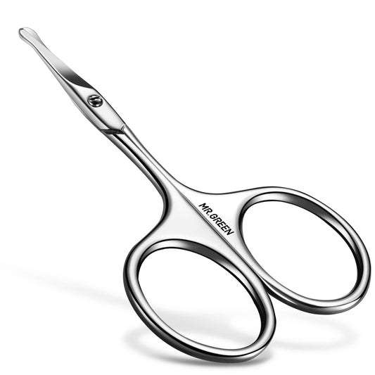 MR.GREEN Facial Hair Scissors Rounded Nose Hair Scissors Stainless Steel Mustache Beard Eyebrows Eyelashes Trimming Clippers (Mr-2002-UK)