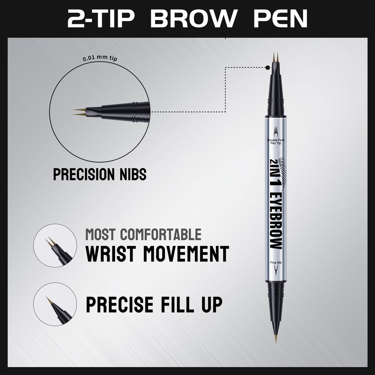 Oruagmel Eyebrow Pencil, Microblading Eyebrow Pen, 2-In-1 Dual-Ended Eye Brow Pencil with 2 Fork Tip & Precise Brush, Create Natural Hair-Like Brows, Waterproof, Last All Day, Shaping, Defined (Dark Brown)