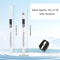 FEXPDL White Eyeliner Pencil 12 Pack with Sharpener, White Eye Liner Pencils Waterline for Skin Marking Eyeshadow Highlighter Waterproof Long Lasting Eyeliner Pencils for Eye Makeup