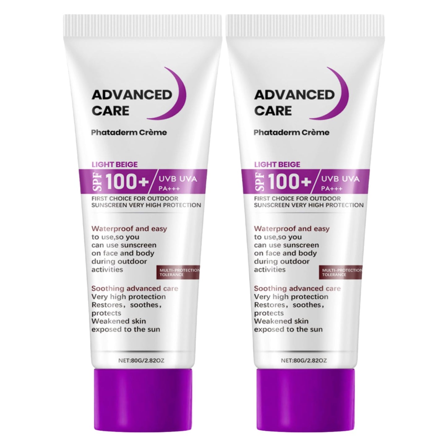 NLFOX SPF 100 Sunscreen - 2PCS Sun Cream SPF 100 PA+++ - Sunscreen SPF 100-80g UVB/UVA High Protection Factor 100 Sun Cream -Waterproof SPF 100 Face Moisturiser - Factor 100 Sun Scree For Outdoor