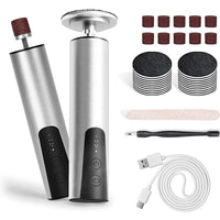 jianyana Jianyana 2 in 1 Electric Foot File, 6-Speed Pedicure Sets for Feet Electric Foot File Hard Skin Remover for Dry Dead Hard Skin Feet Callus Remover for Feet Care Exfoliator (Silver)