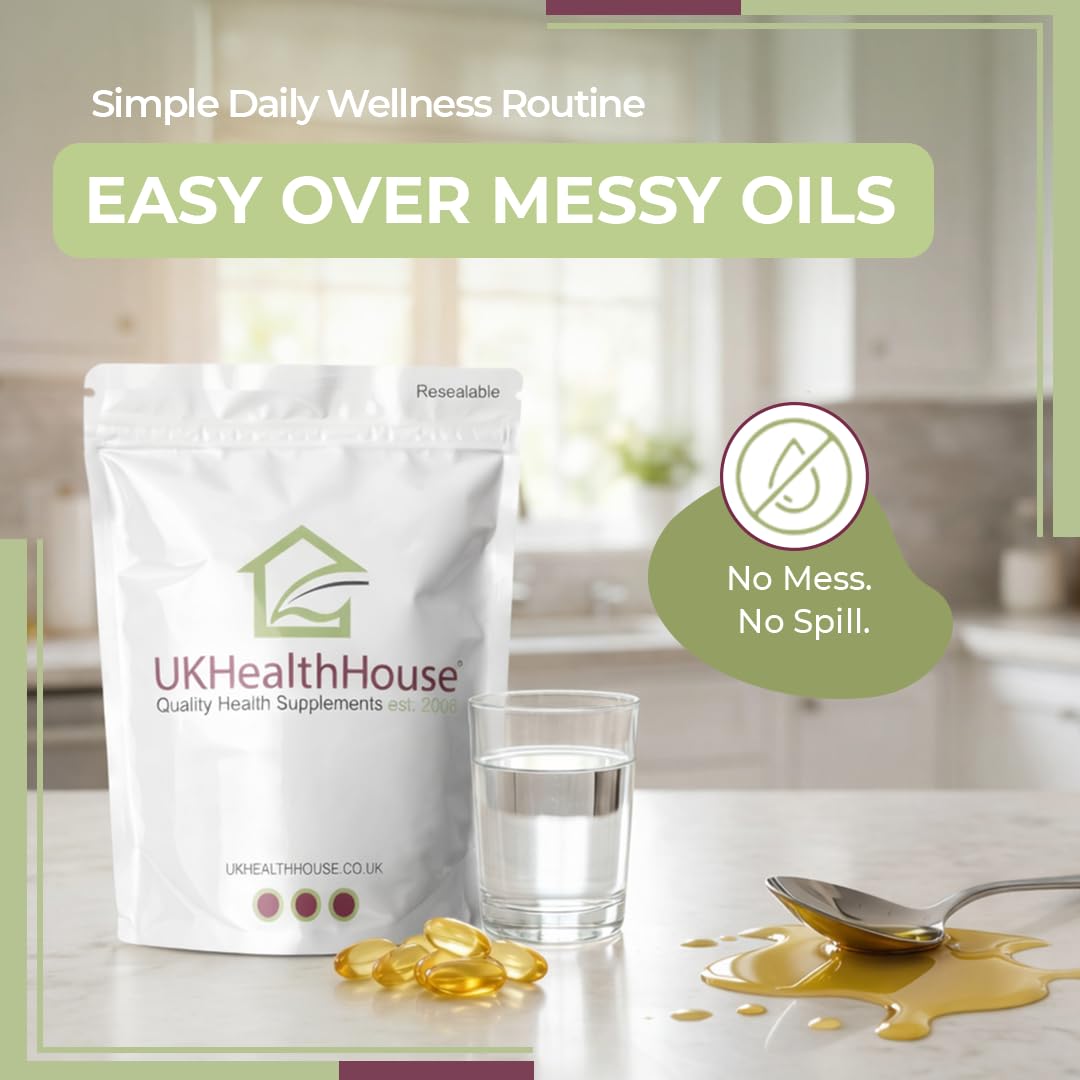 UKHealthHouse Evening Primrose Oil – EPO Capsules, 1000mg x 60 Softgels – High Strength Omega 6 GLA Content – Great for Skin, Immune System, Hormonal Pain, Hot Flushes & Women’s Health
