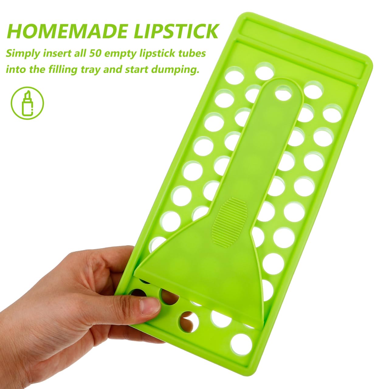 Lurrose Lip Balm Crafting Kit 50 Holes Filling Tray and Spatula Lip Balm Tubes Filling Tray for Diy Lipstick Gloss and Homemade Projects