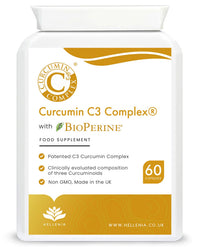 Turmeric - Curcumin C3 Complex® with BioPerine® - 60 Capsules | High Strength Curcumin Supplement | Turmeric Capsules - Suitable for Vegans - Made in The UK by Hellenia