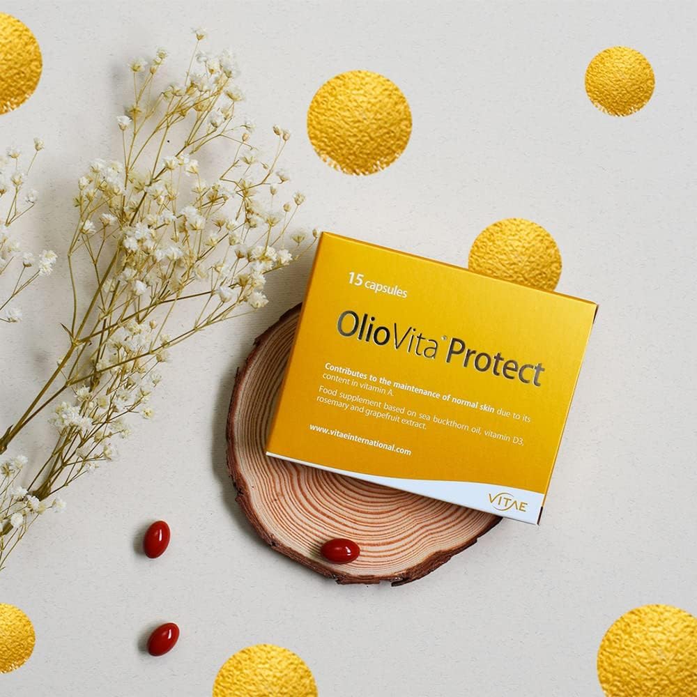 Vitae OlioVita Protect | Sun Protection Supplements | Prevention Sun Damage, Sun Allergy, Sun Burns | Safe and Healthy Tanning | Antioxidant | 15 Capsules