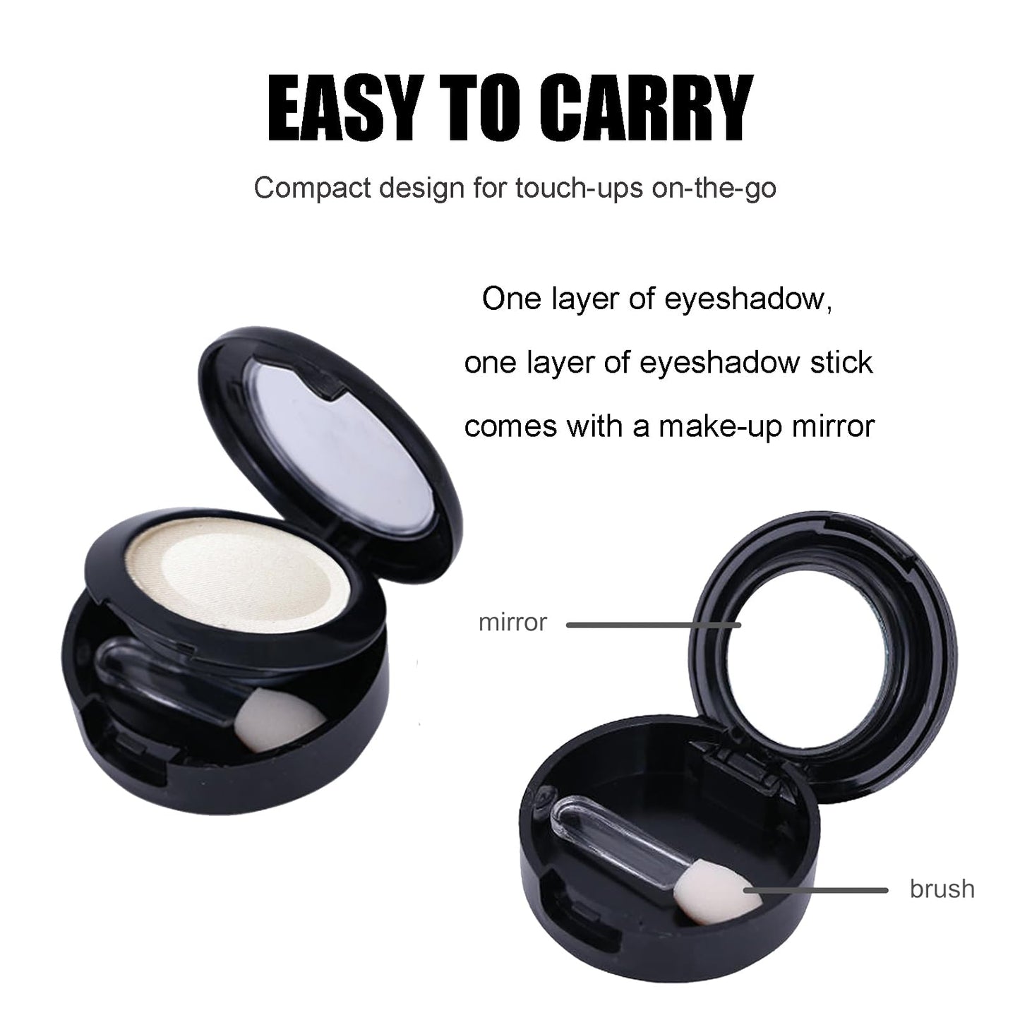 QUIWEN White Eyeshadow Single,Pressed Fine Powder Eyeshadow, High Shimmer Pearl Shadow Single White Eye Make-Up,Long-lasting Waterproof High Pigment Fine Powder Shadows for Highlighter