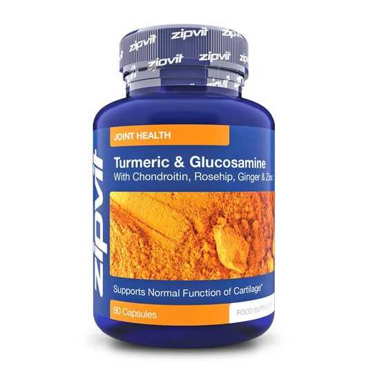 Turmeric Curcumin Plus Glucosamine and Chondroitin Complex with Added Vitamin C, Rosehip, Ginger and Zinc - 90 Capsules. Maintains Normal Joint Cartilage. UK Supplier