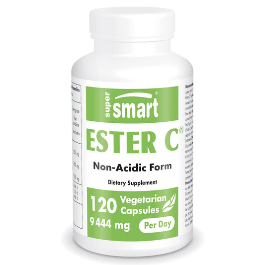 SUPERSMART Supersmart - Ester C® 9444 mg Per Serving - Ascorbic Acid: Exclusive Form That Provides Four Times More Vitamin C - Fatigue & Stress Relief - Energy Pills | Non-GMO & Gluten Free - 120 Capsules