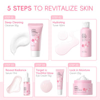 Fashion Base Skin Care For Teenage Girls,Sakura Skincare Set (Sakura-5PCS)