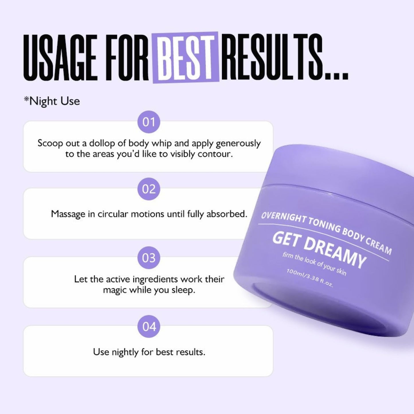 Get Dreamy Overnight Toning Whip,Anti-wrinkle Skin Tightening Cream for Body,Get Dreamy Toning Cream,Overnight Firming & Smoothing Body Cream,Firming Cream for Loose Skin,Overnigh-t Body Toning Crea-m