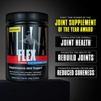 Animal Flex Powder – All-In-One Complete Joint Support Supplement–Contains Collagen, Turmeric Root, Curcumin, Glucosamine & Chondroitin – Helps Repair & Restore Joints – Blue Raspb. Flavour, 30 Scoops