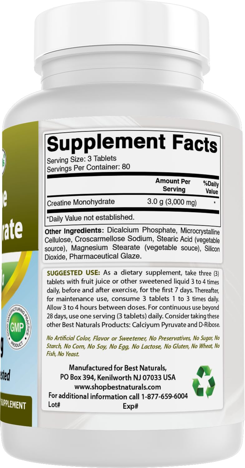 Best Naturals Creatine 1000 mg 240 Tablets