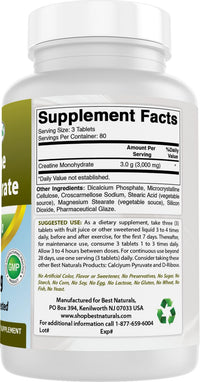 Best Naturals Creatine 1000 mg 240 Tablets
