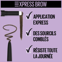 Maybelline New York Express Brow Duo Eyebrow Filling, Natural Looking 2-In-1 Pencil Pen + Filling Powder Dark Brown