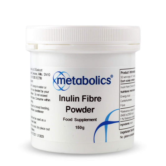 Metabolics Inulin Fibre Powder- 150g Pot- from Chicory Root with No Added Ingredients Made in The UK