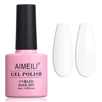 AIMEILI Gel Nail Polish, White Gel Polish UV LED Gel Varnish Nail Art Manicure Pedicure for Salon & Home - Long Lasting & Easy to Apply (011) 10ml